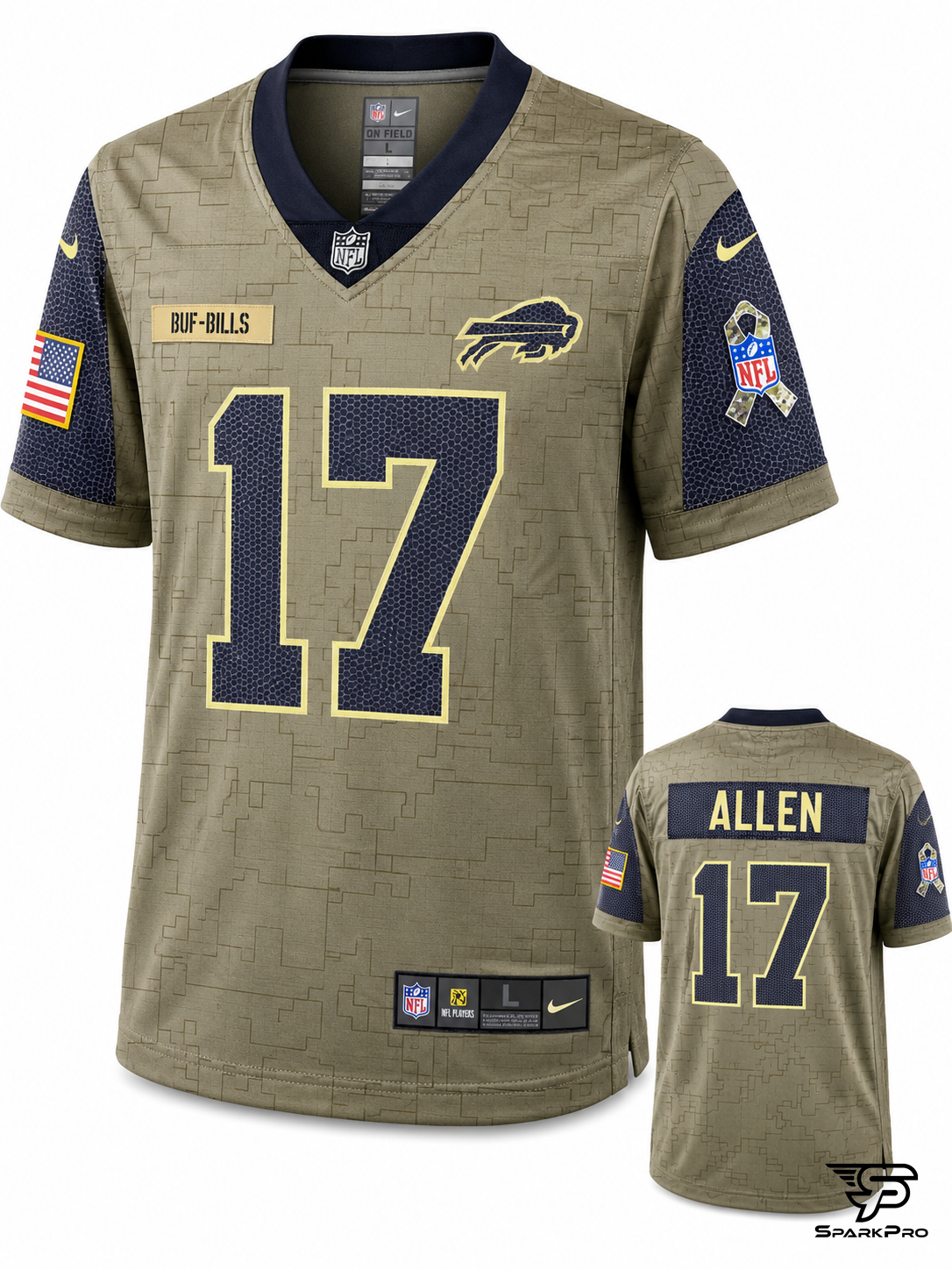 Camiseta Buffalo Bills Allen #17 Nike Verde - Imagen Principal