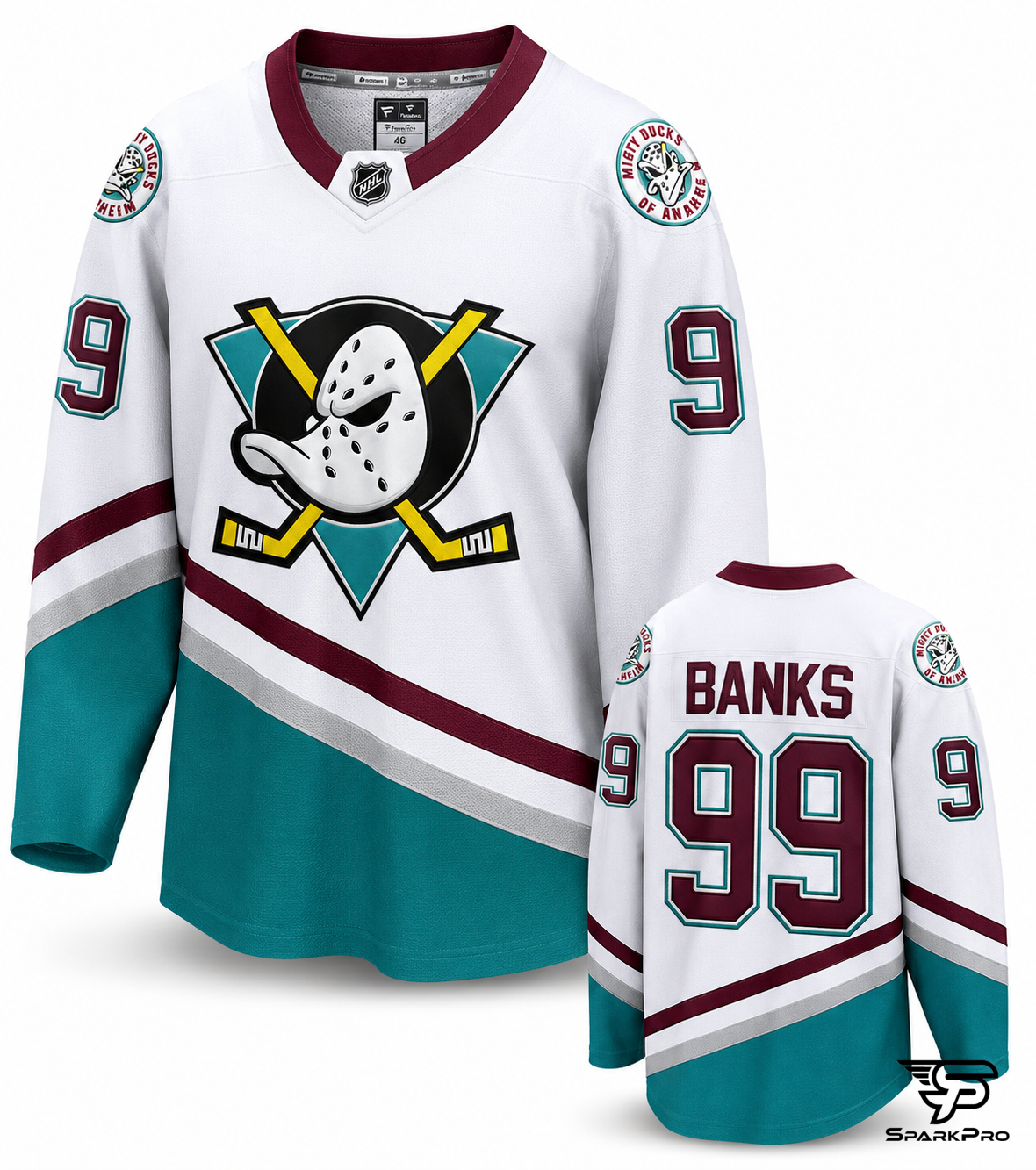 Camiseta Mighty Ducks Of Anaheim Banks #99 Blanco - Imagen Principal Camiseta Mighty Ducks Of Anaheim Banks #99 Blanco Hockey Blanco - SparkPro