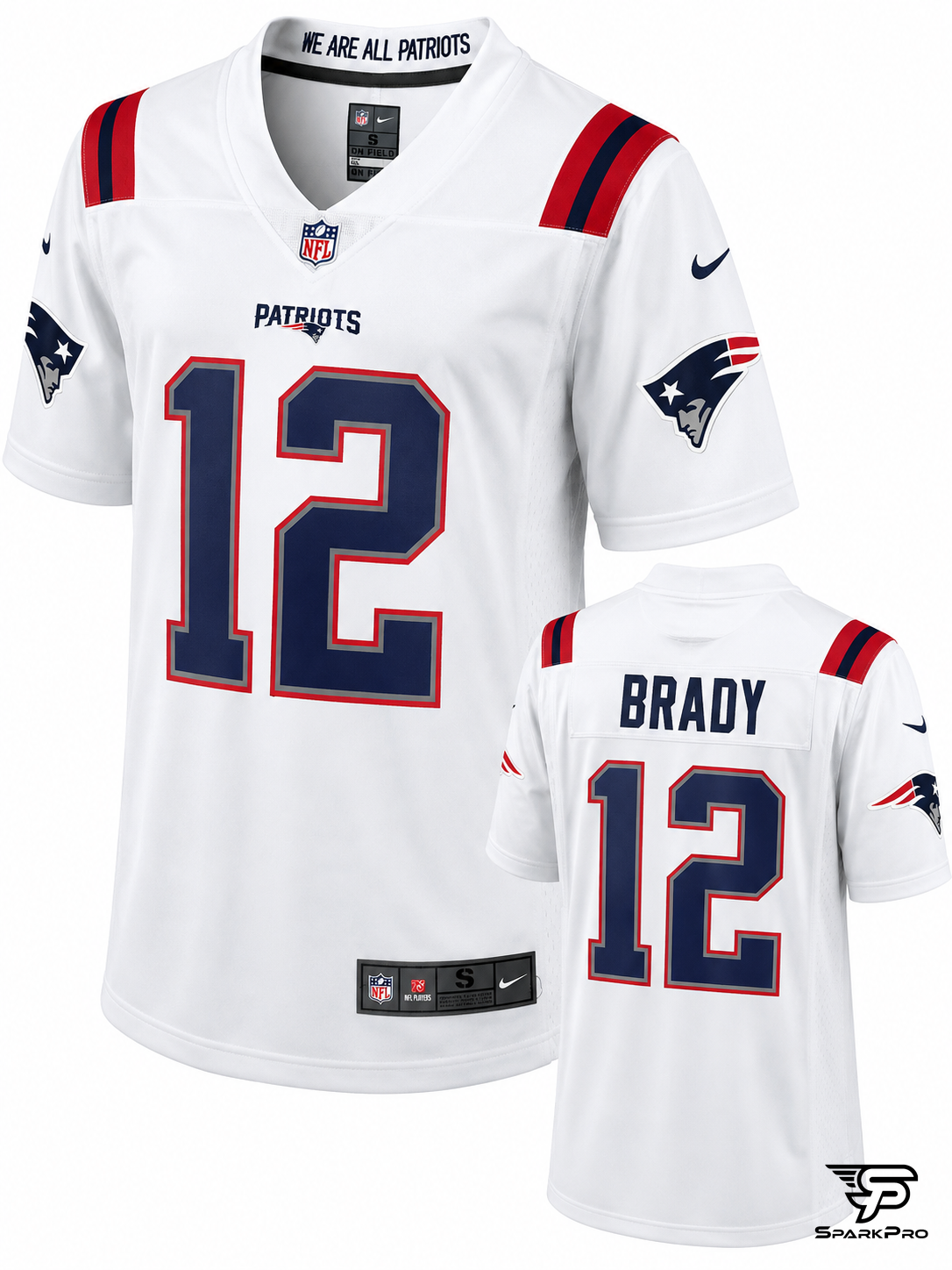 Camiseta New England Patriots #12 Nike Blanco - Imagen Principal