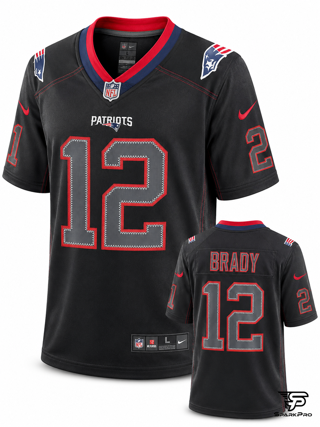 Camiseta New England Patriots Brady #12 Nike Negro - Imagen Principal