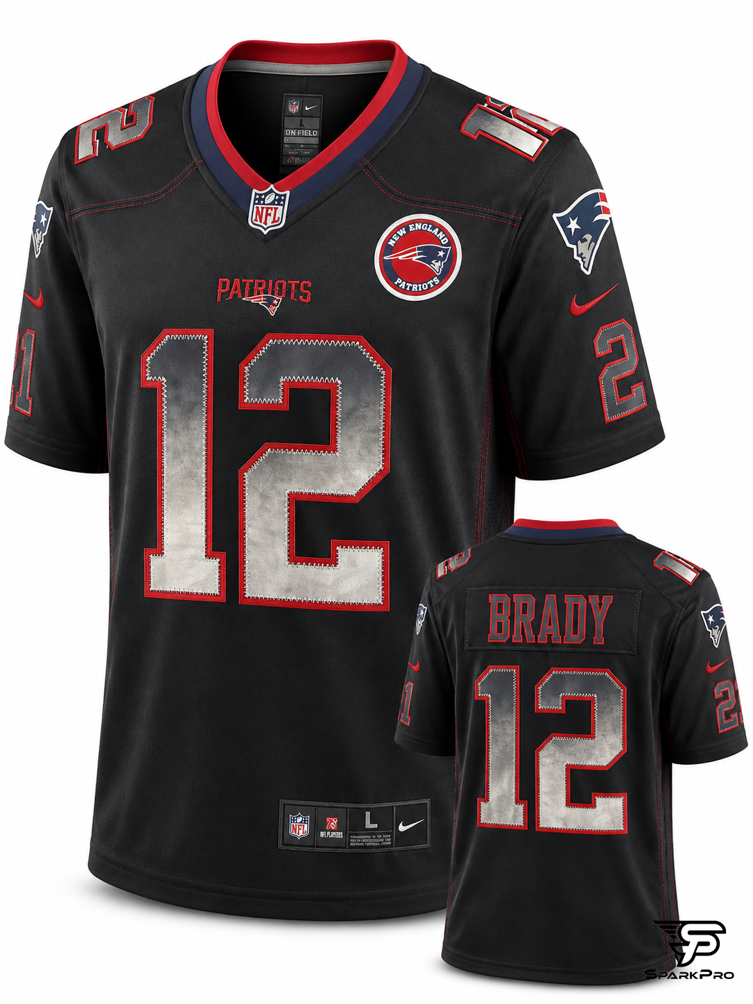 Camiseta New England Patriots Brady #12 Nike Negro - Imagen Principal