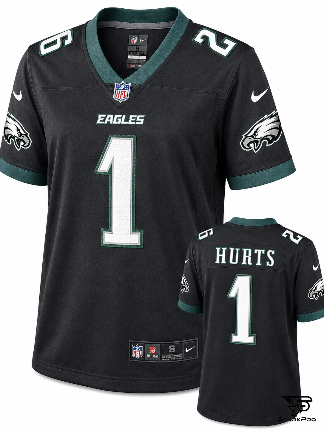 Camiseta Philadelphia Eagles Hurts #1 Nike Negro - Imagen Principal