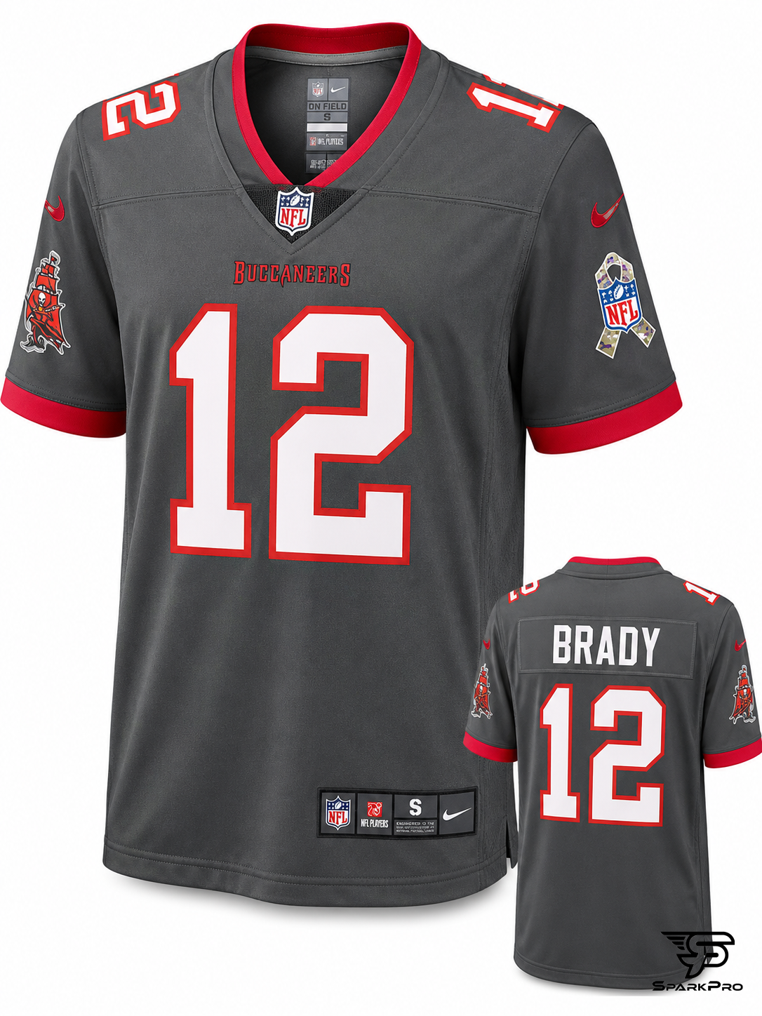 Camiseta Tampa Bay Buccaneers Brady #12 Nike Gris - Imagen Principal