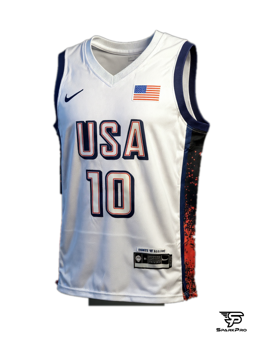 Camiseta Usa Tatum #10 Nike Blanco - Vista 3D