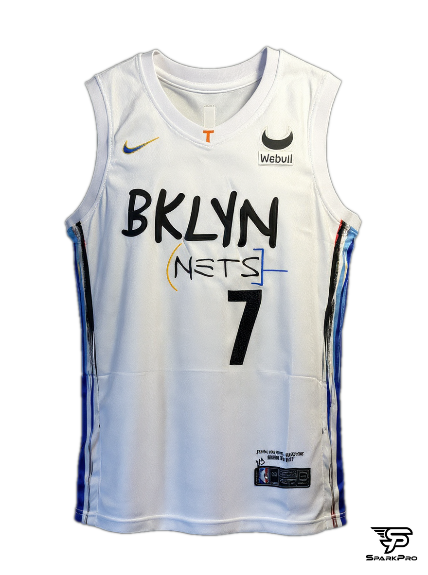 Camiseta Brooklyn Nets Durant #7 Nike Blanco - Vista 3D