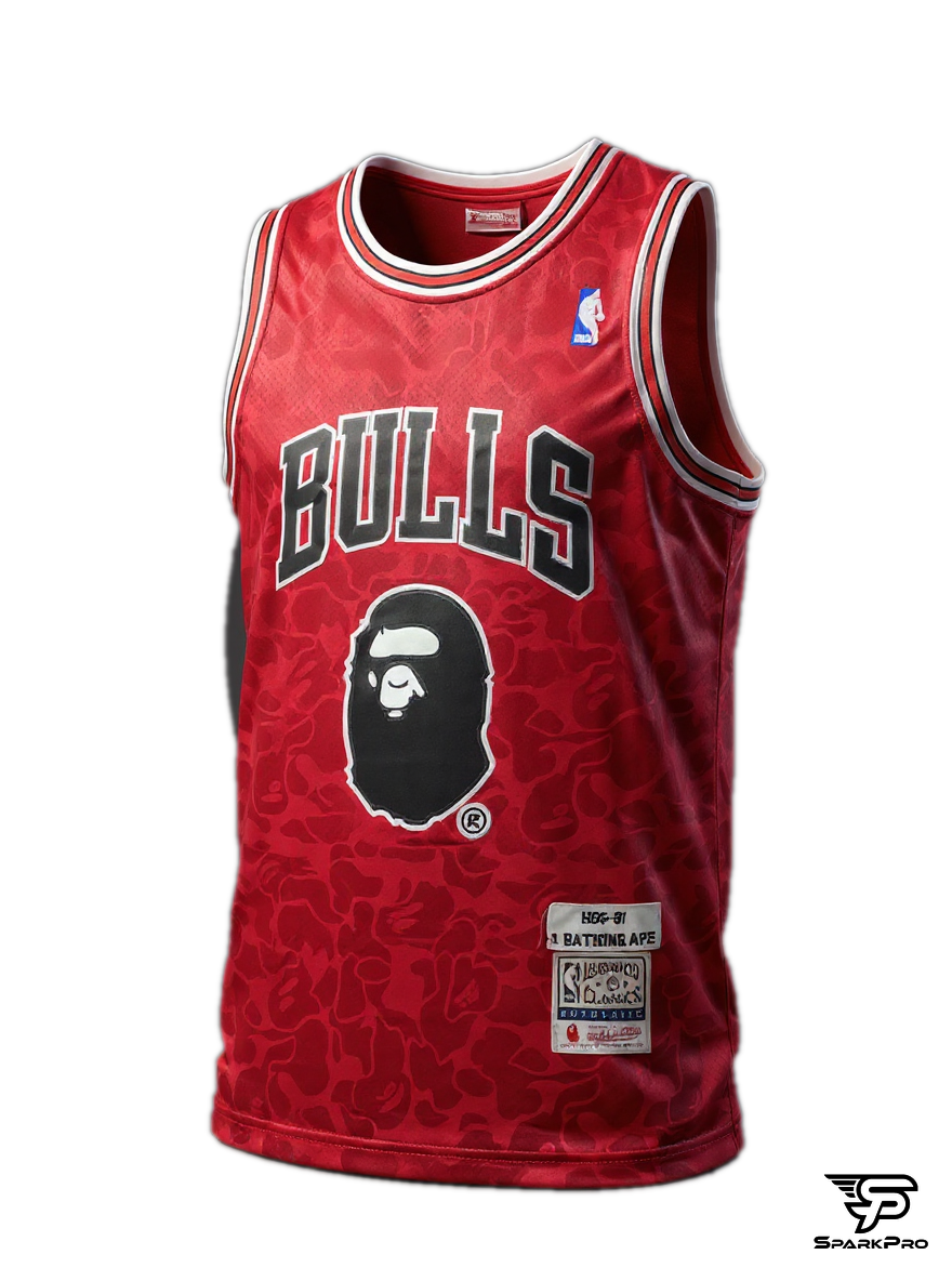 Camiseta Bulls Bape #93 A Bathing Ape Rojo - Vista 3D