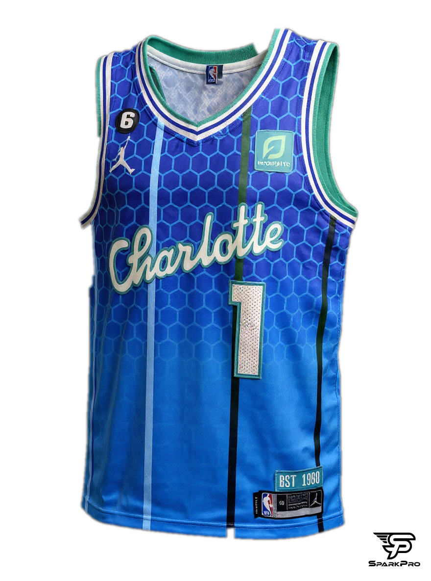 Camiseta Charlotte Ball #1 Jordan Azul - Vista 3D