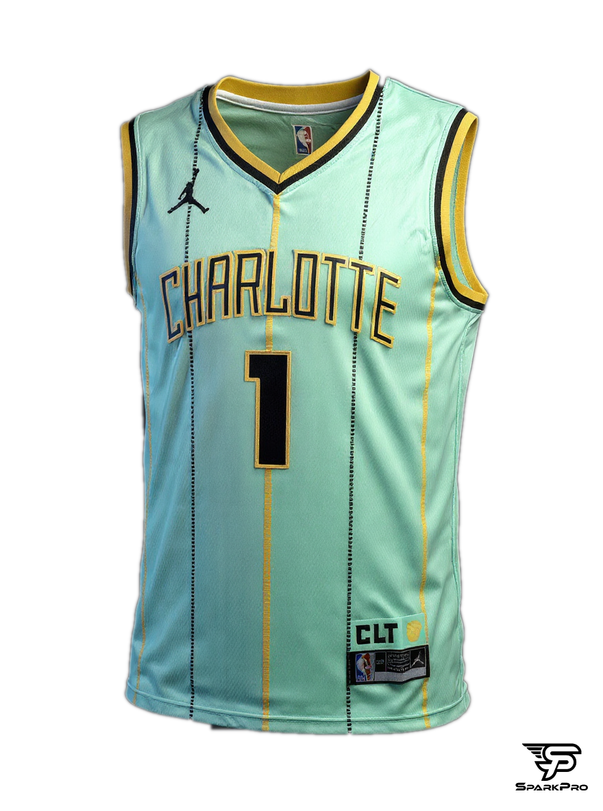 Camiseta Charlotte Ball #1 Jordan Celeste - Vista 3D