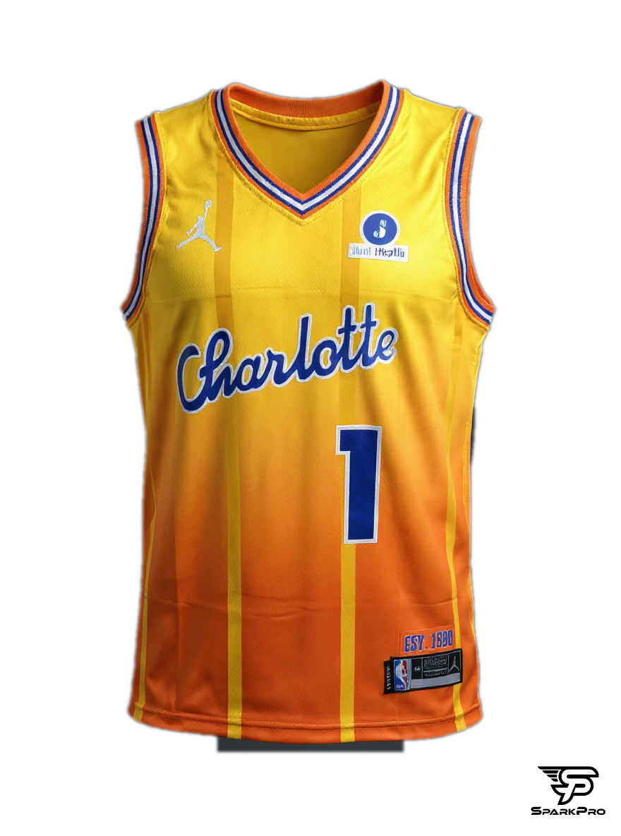 Camiseta Charlotte Ball #1 Jordan Naranja - Vista 3D