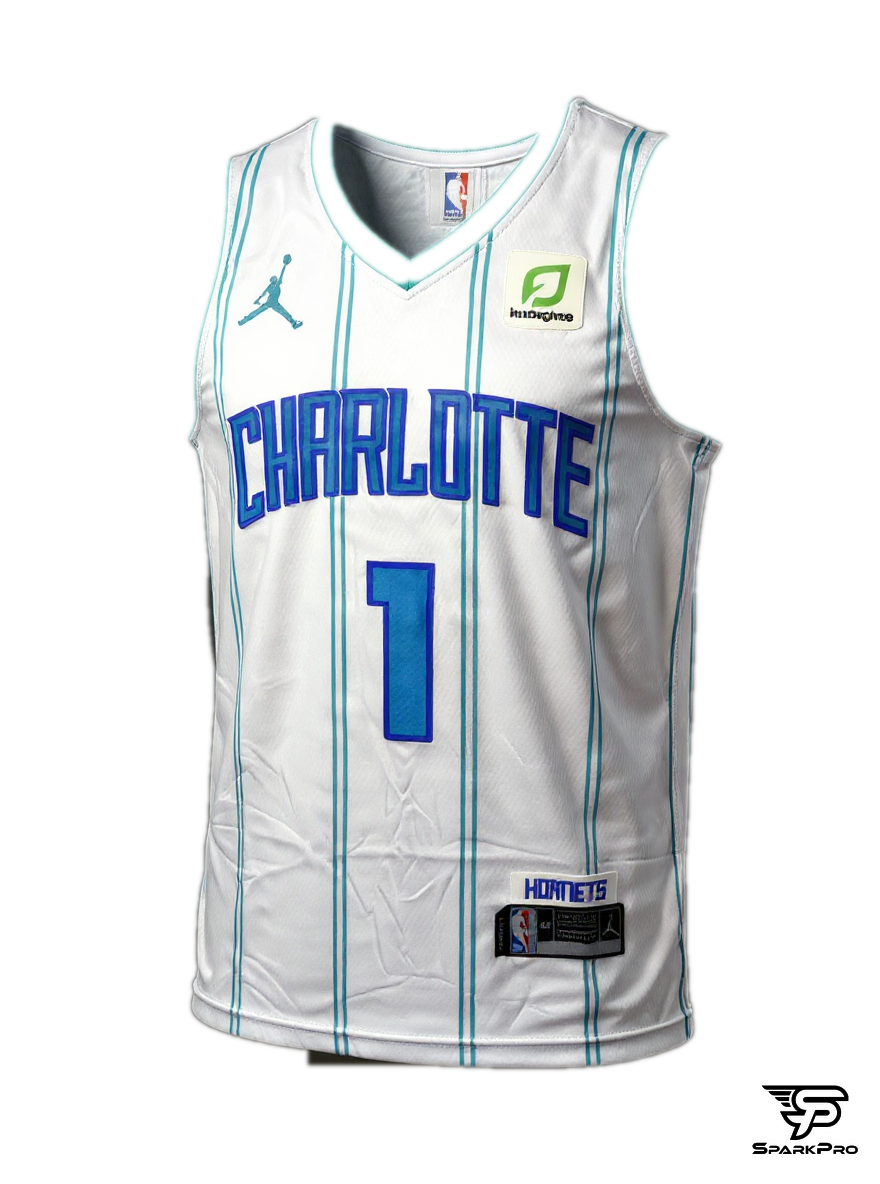 Camiseta Charlotte Hornets Ball #1 Jordan Blanco - Vista 3D