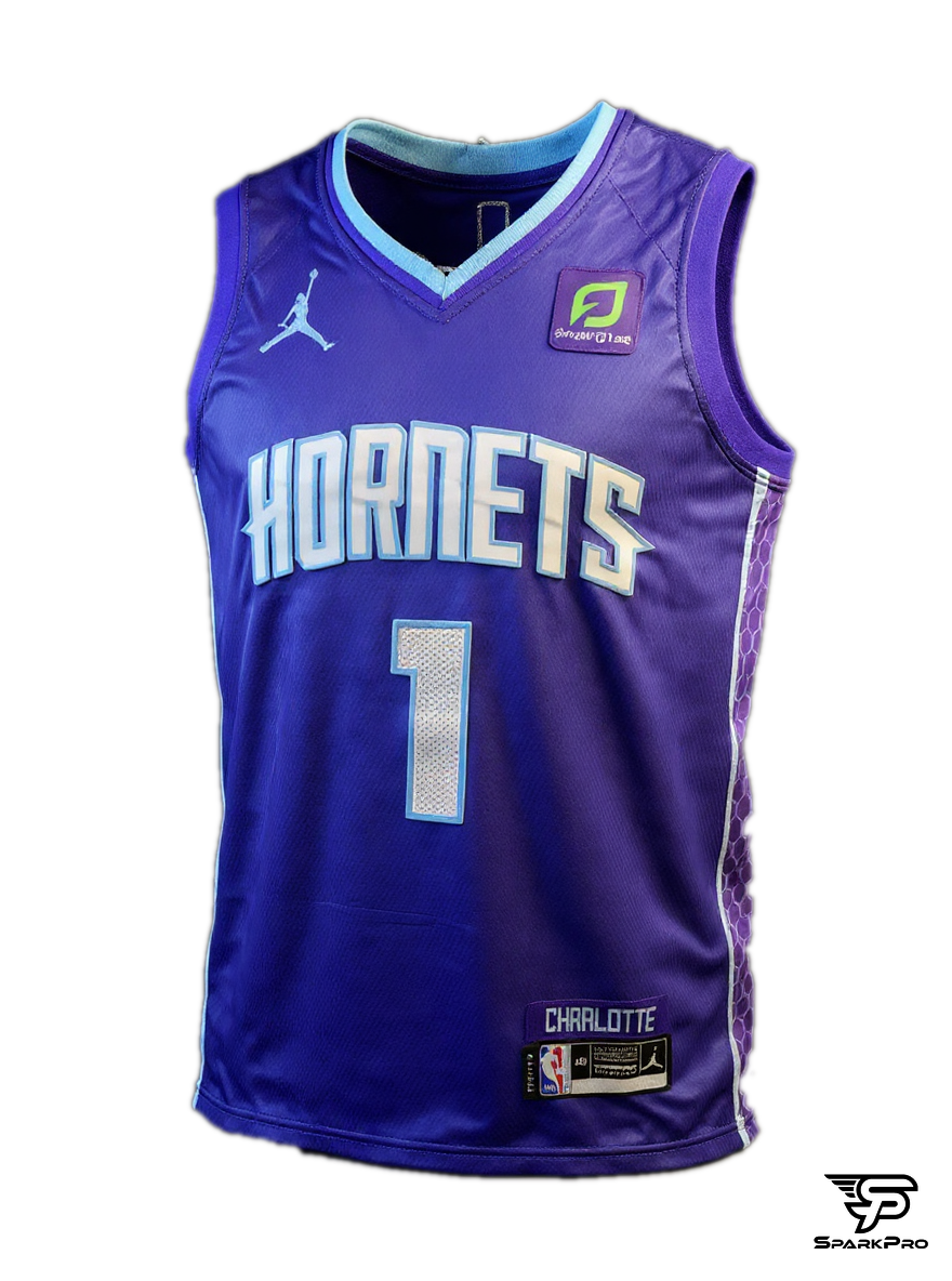 Camiseta Charlotte Hornets Ball #1 Jordan Morado - Vista 3D