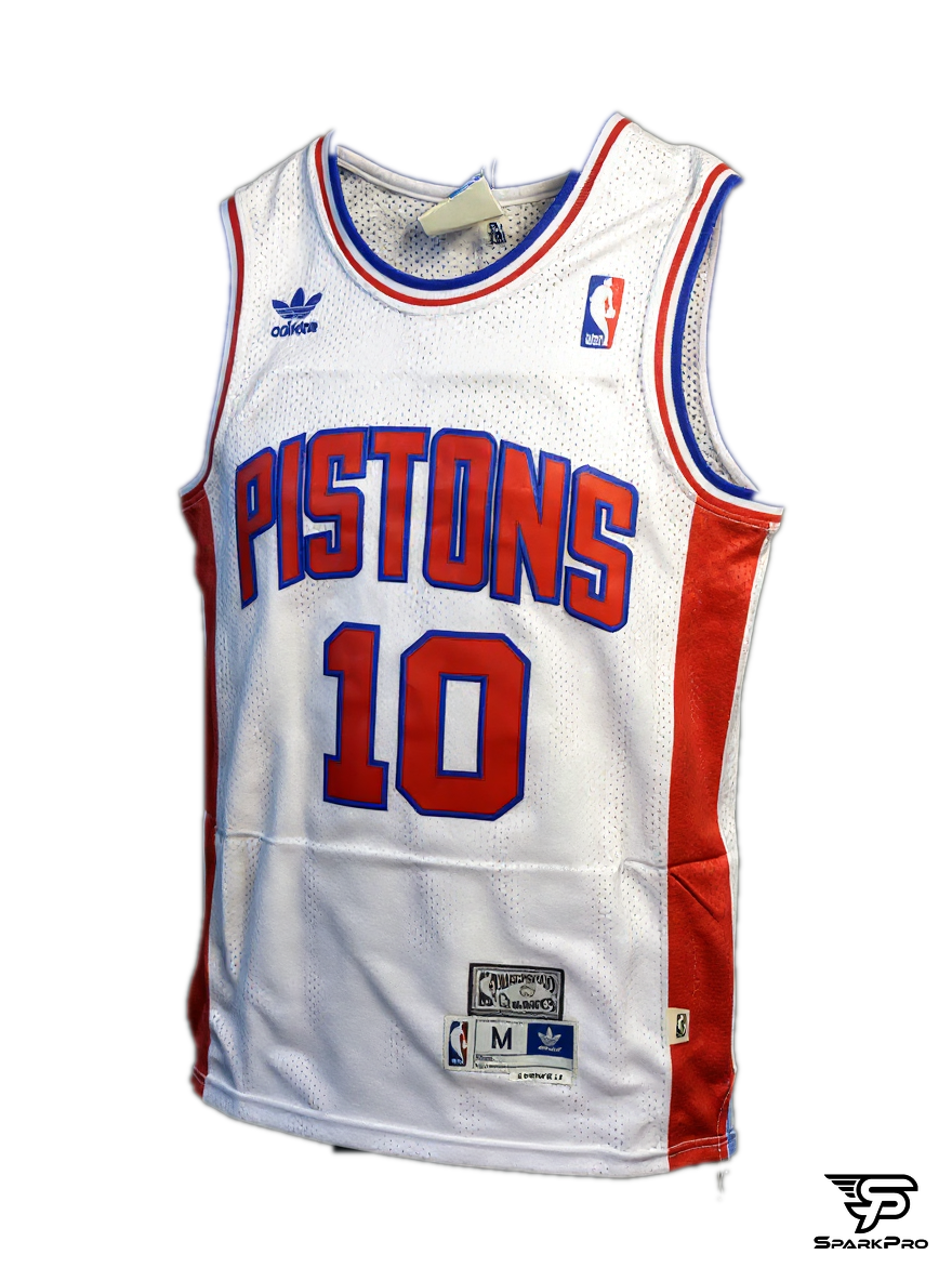 Camiseta Detroit Pistons Dennis Rodman #10 Adidas Blanco - Vista 3D