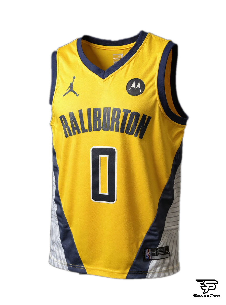 Camiseta Indiana Pacers Haliburton #0 Jordan Amarillo - Vista 3D