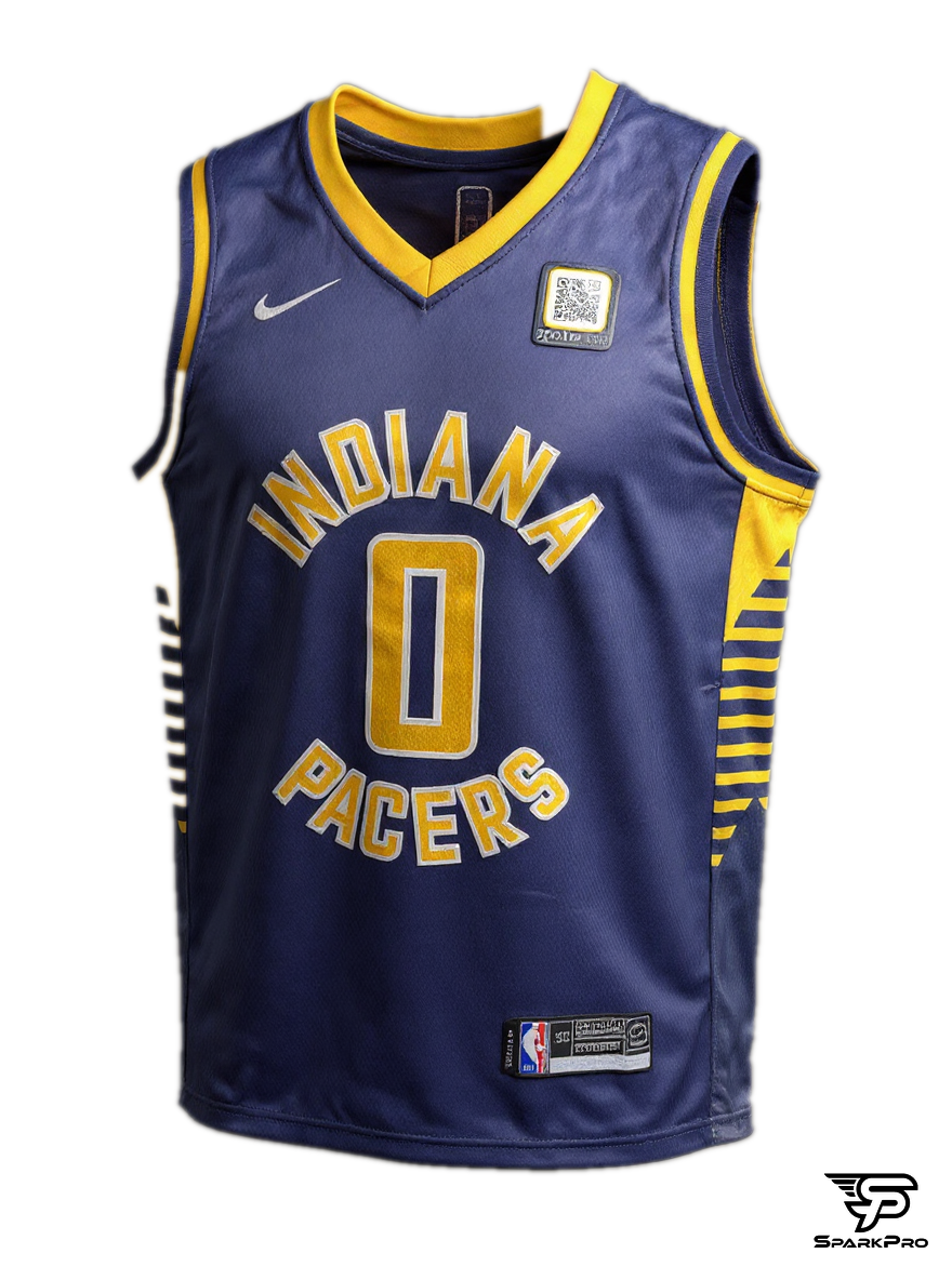 Camiseta Indiana Pacers Haliburton #0 Nike Azul - Vista 3D