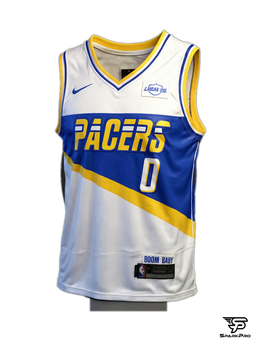 Camiseta Indiana Pacers Haliburton #0 Nike Blanco - Vista 3D
