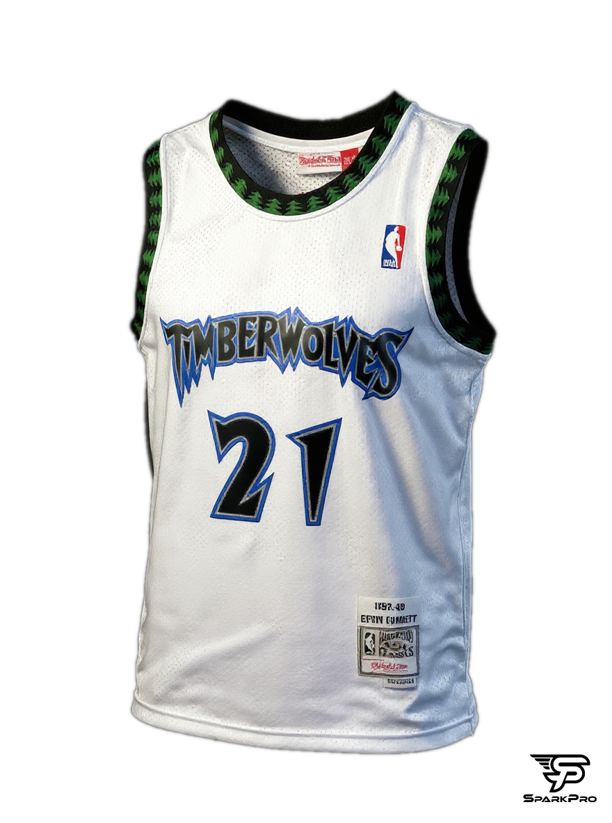 Camiseta Minnesota Timberwolves Kevin Garnett #21 Mitchell & Ness Blanco - Vista 3D