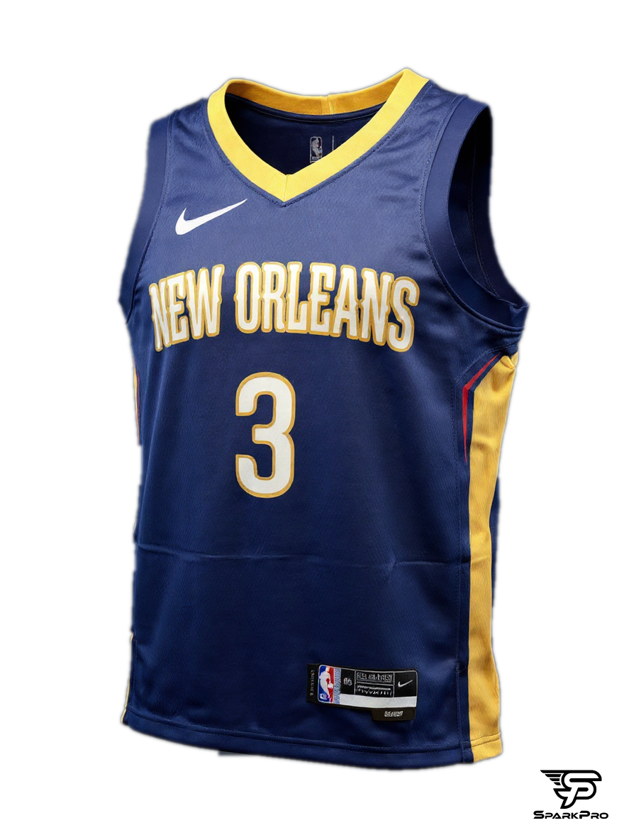 Camiseta New Orleans Poole #3 Nike Azul - Vista 3D