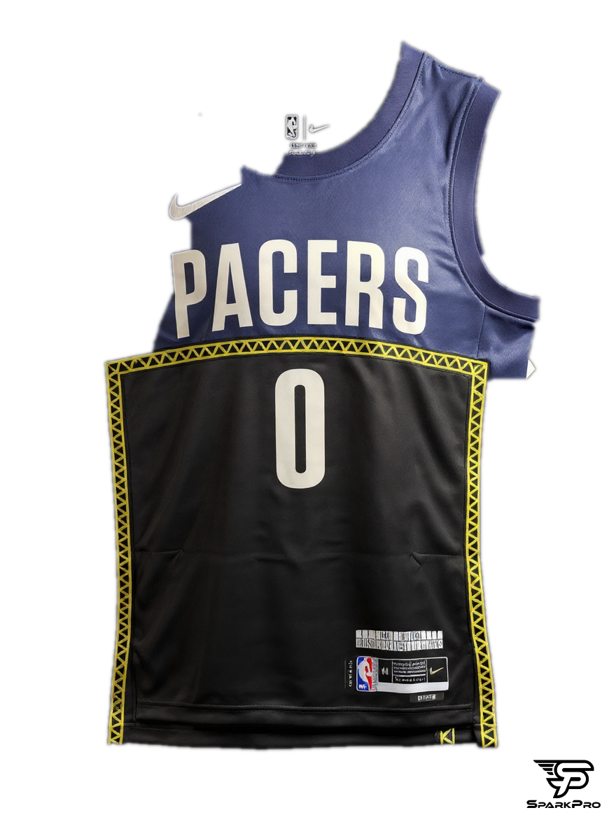 Camiseta Pacers Haliburton #0 Nike Azul - Vista 3D