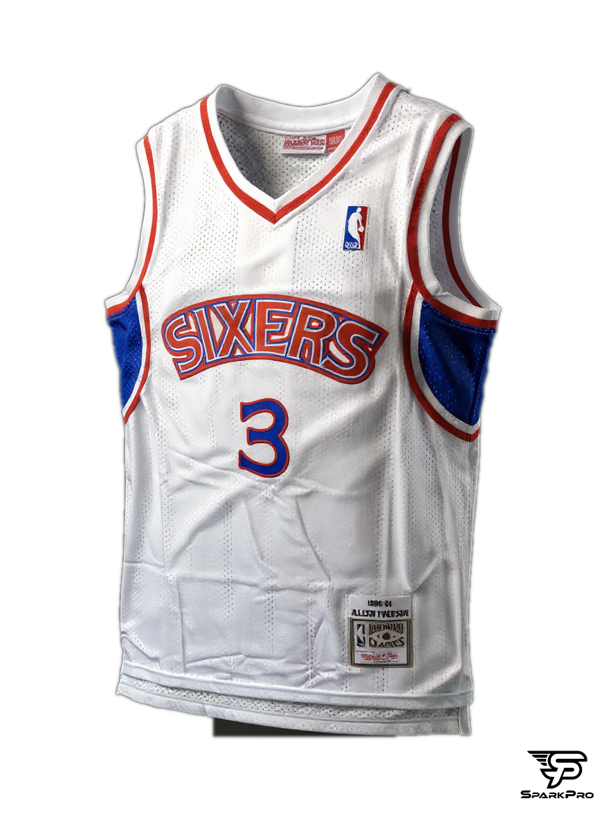 Camiseta Philadelphia 76ers Allen Iverson #3 Mitchell & Ness Blanco - Vista 3D