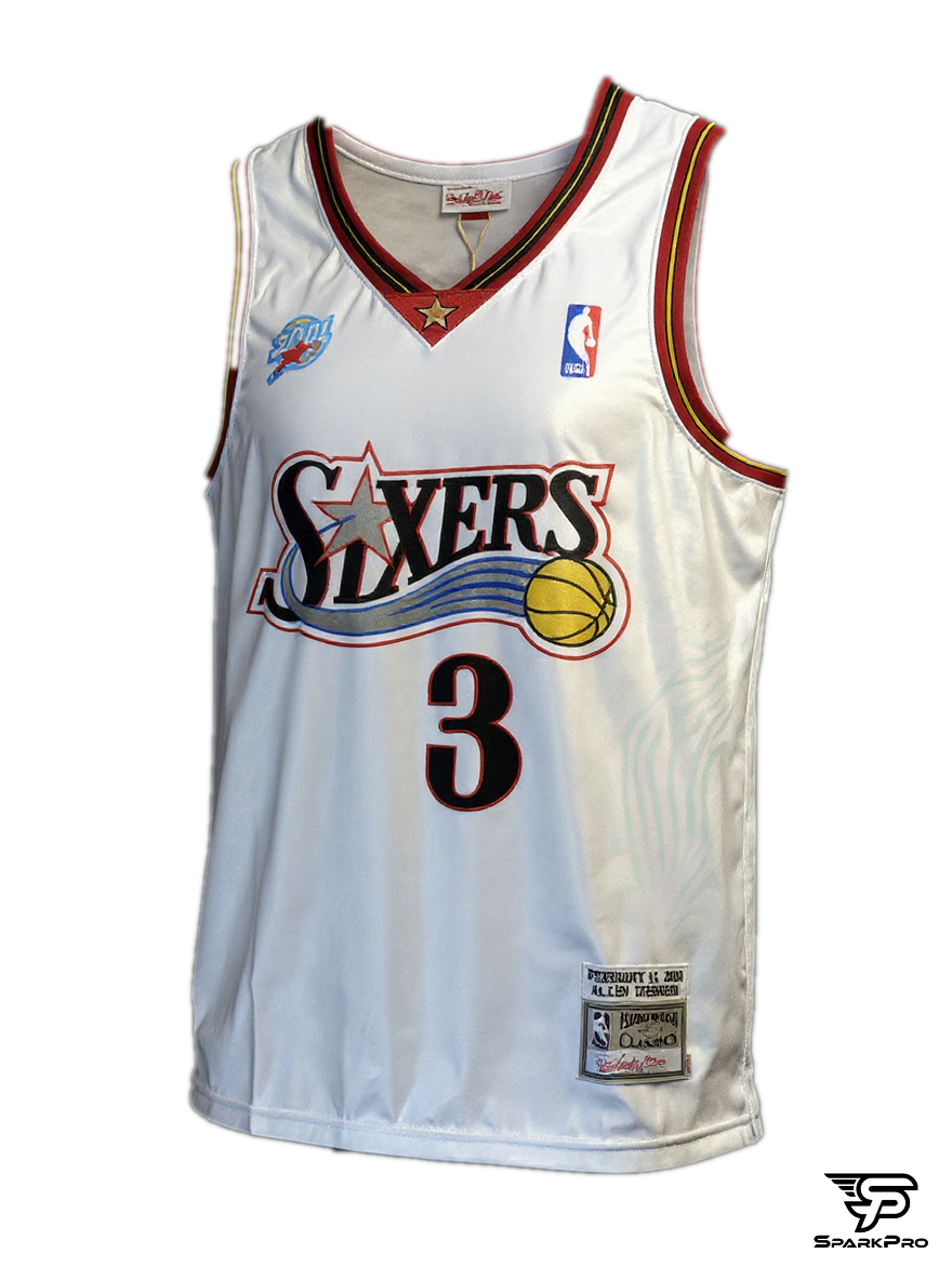 Camiseta Philadelphia 76ers Allen Iverson #3 Mitchell & Ness Blanco - Vista 3D