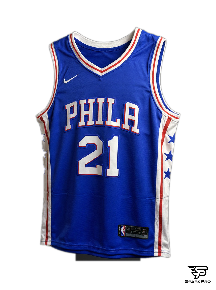 Camiseta Philadelphia 76ers Embiid #21 Nike Azul - Vista 3D