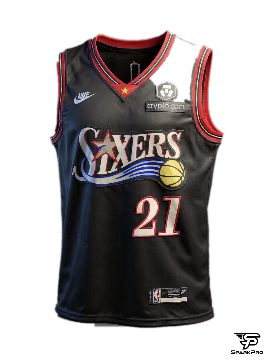 Camiseta Philadelphia 76ers Embiid #21 Nike Negro - Vista 3D