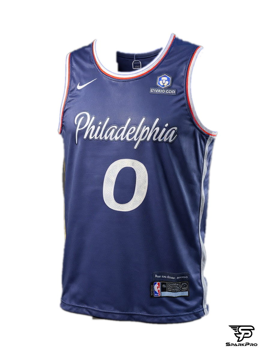 Camiseta Philadelphia 76ers Maxey #0 Nike Azul - Vista 3D