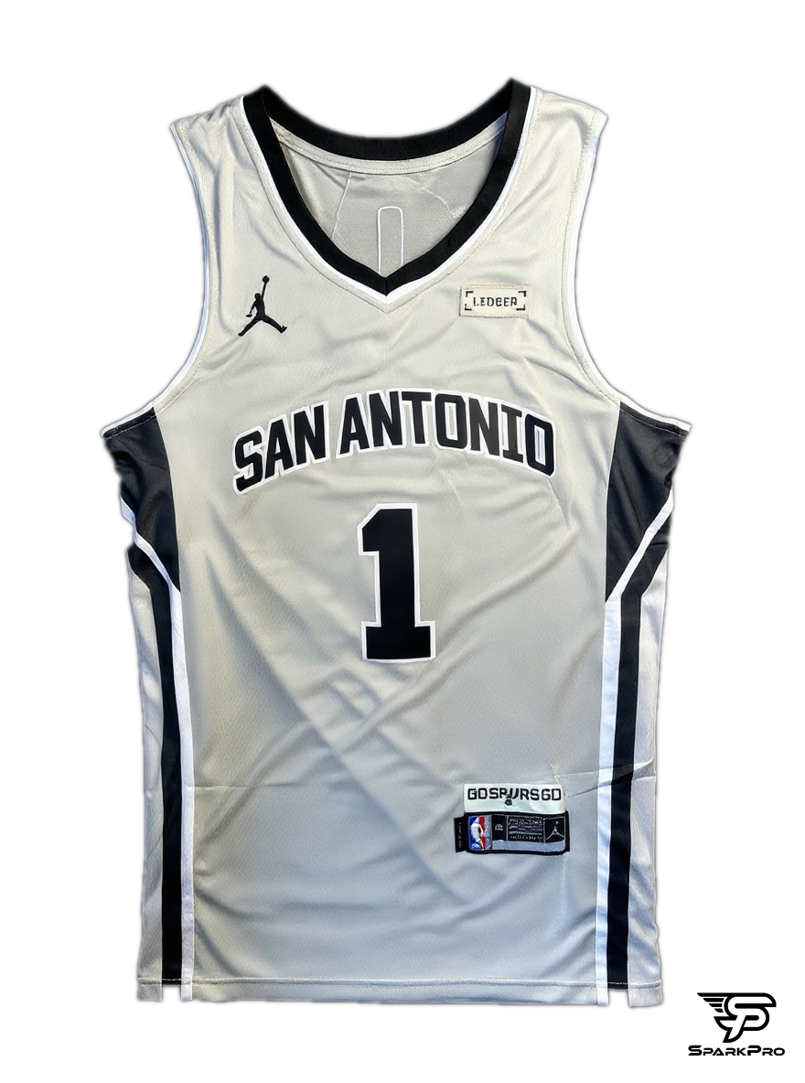 Camiseta San Antonio Spurs Wembanyama #1 Jordan Gris - Vista 3D