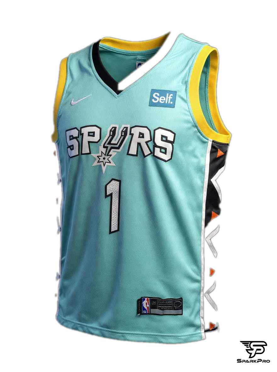 Camiseta San Antonio Spurs Wembanyama #1 Nike Celeste - Vista 3D