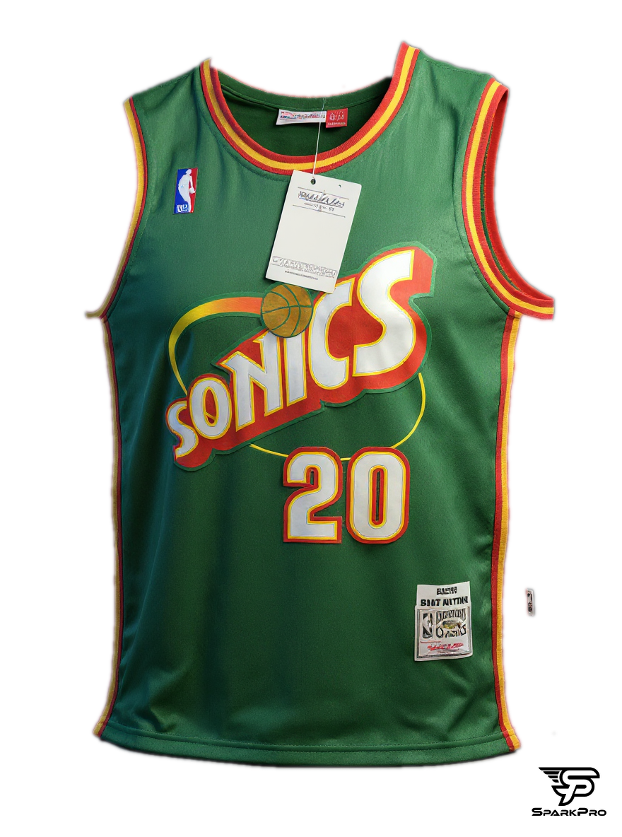 Camiseta Seattle Supersonics Gary Payton #20 Mitchell & Ness Verde - Vista 3D