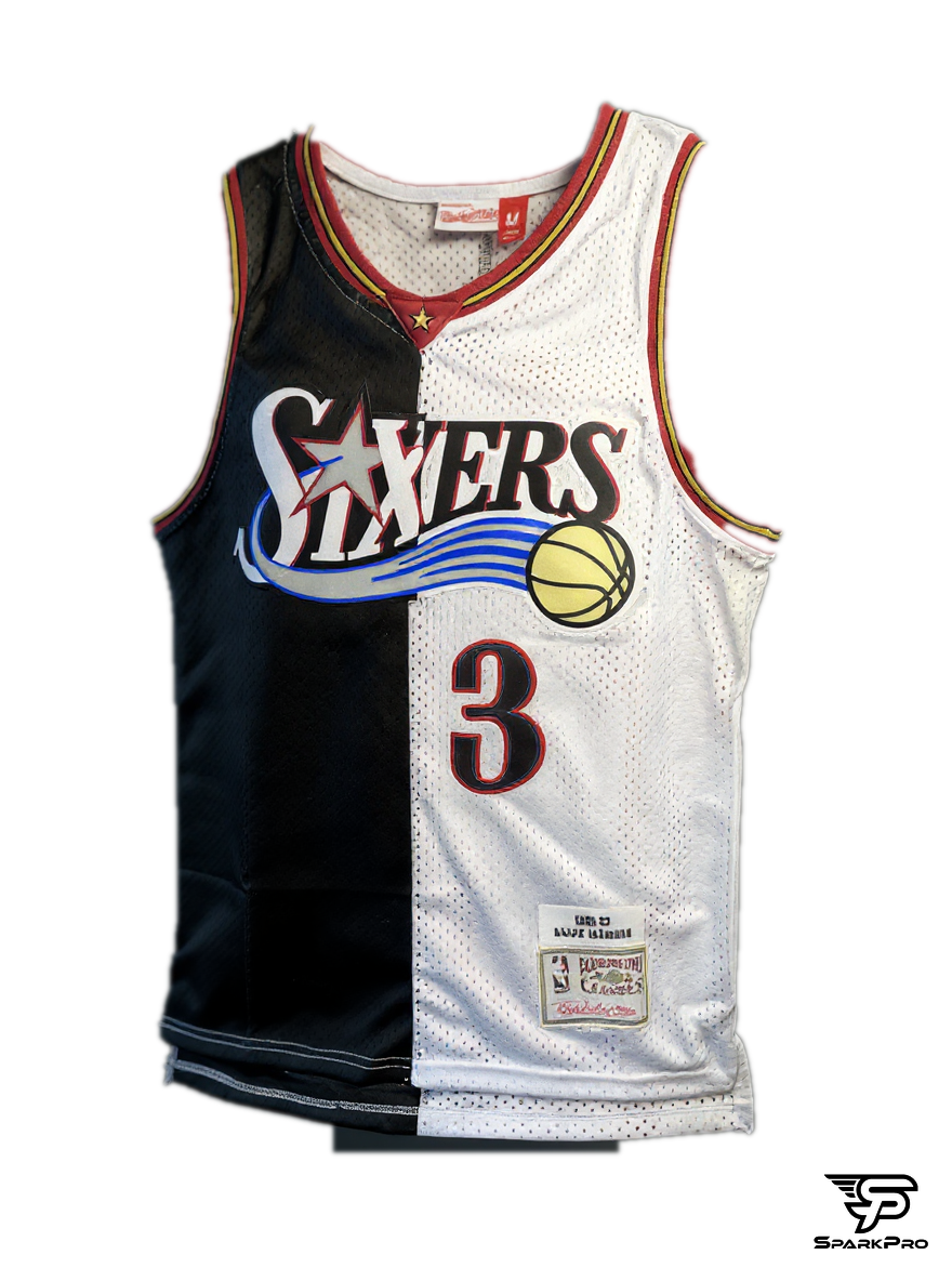 Camiseta Sixers Allen Iverson #3 Mitchell & Ness Negro - Vista 3D