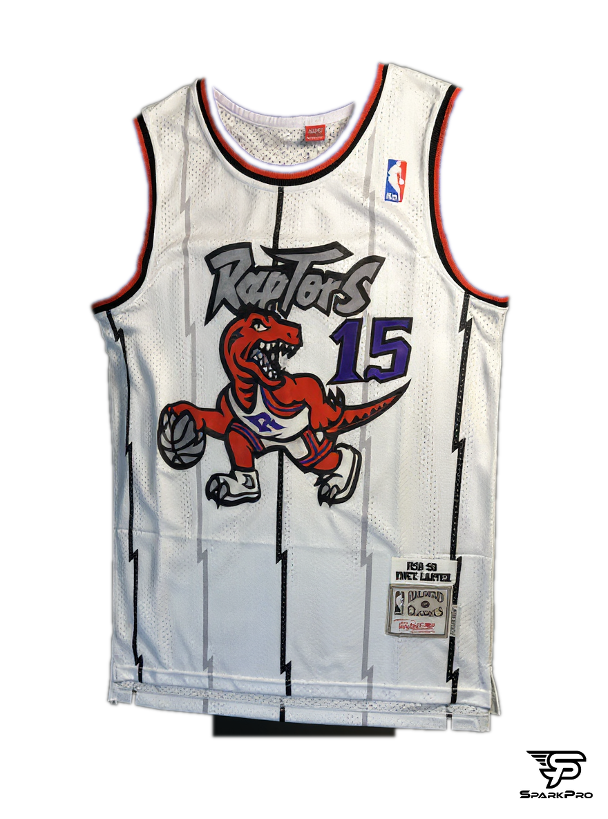 Camiseta Toronto Raptors Vince Carter #15 Mitchell & Ness Blanco - Vista 3D