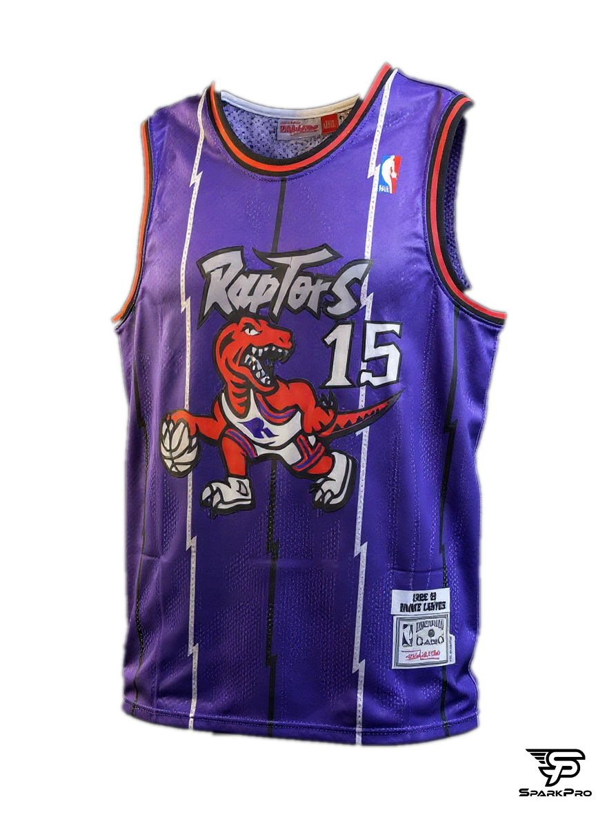Camiseta Toronto Raptors Vince Carter #15 Mitchell & Ness Morado - Vista 3D