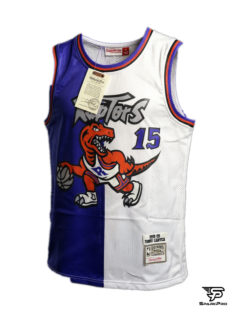 Camiseta Toronto Raptors Vince Carter #15 Mitchell & Ness Morado - Vista 3D