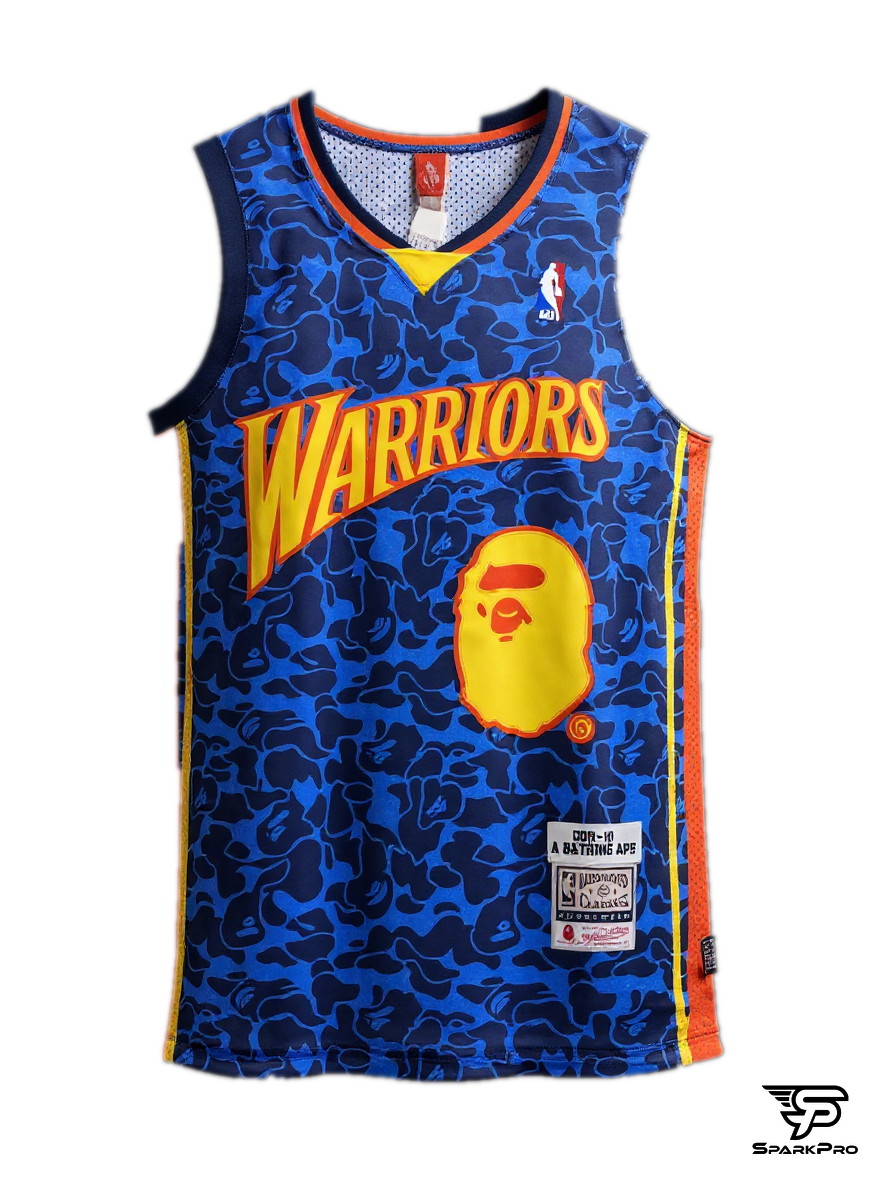 Camiseta Warriors #93 A Bathing Ape Azul - Vista 3D