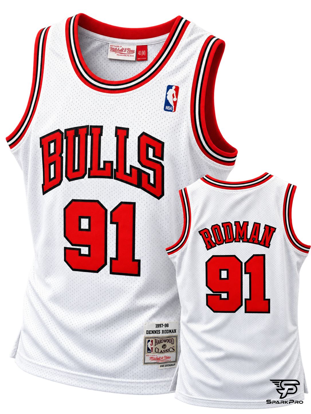 Camiseta Chicago Bulls Dennis Rodman #91 Mitchell & Ness Blanco - Imagen Principal Camiseta Chicago Bulls Dennis Rodman #91 Mitchell & Ness Blanco Mitchell & Ness Baloncesto Blanco - SparkPro