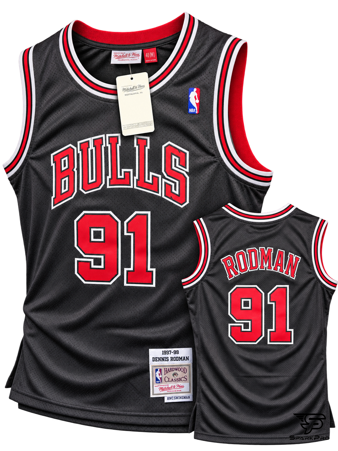 Camiseta Chicago Bulls Dennis Rodman #91 Mitchell & Ness Negro - Imagen Principal Camiseta Chicago Bulls Dennis Rodman #91 Mitchell & Ness Negro Mitchell & Ness Baloncesto Negro - SparkPro