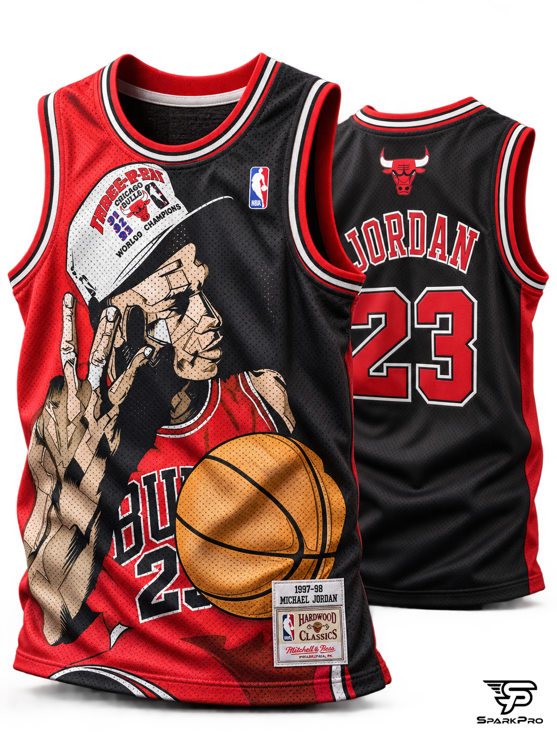 Camiseta Chicago Bulls Michael Jordan #23 Mitchell & Ness Negro - Imagen Principal Camiseta Chicago Bulls Michael Jordan #23 Mitchell & Ness Negro Mitchell & Ness Baloncesto Negro - SparkPro