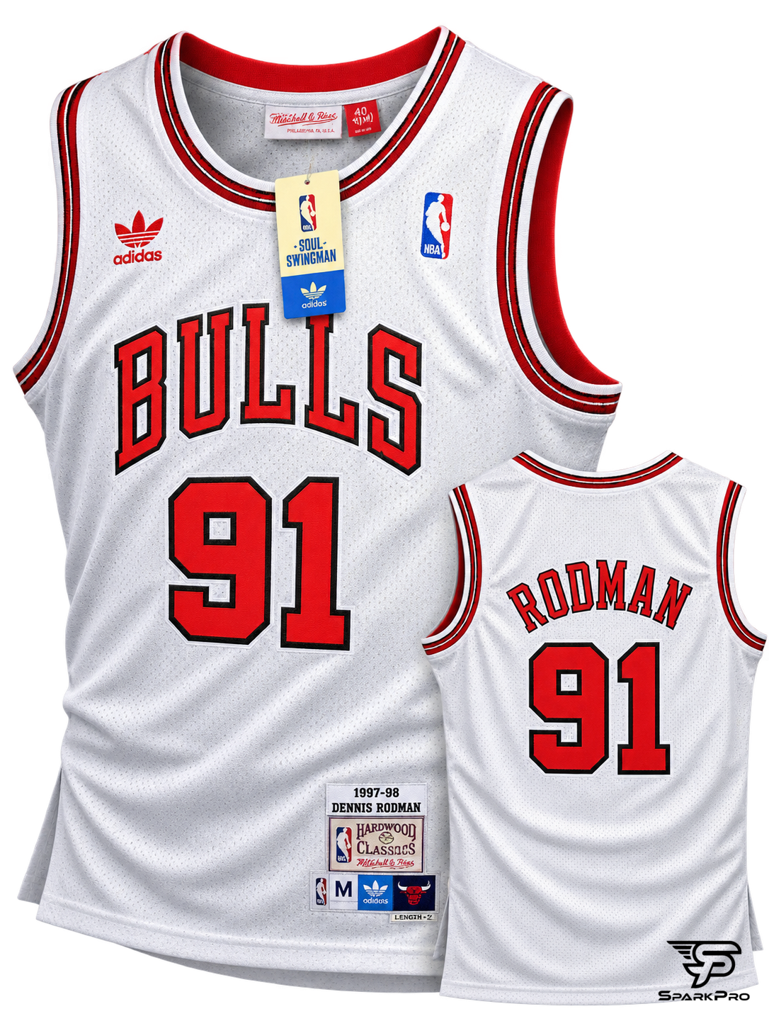 Camiseta Chicago Bulls Rodman #91 Adidas Blanco - Imagen Principal Camiseta Chicago Bulls Rodman #91 Adidas Blanco Adidas Baloncesto Blanco - SparkPro
