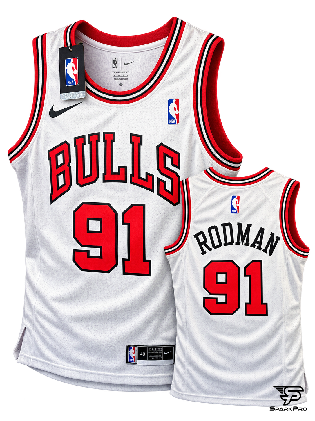 Camiseta Chicago Bulls Rodman #91 Nike Blanco - Imagen Principal Camiseta Chicago Bulls Rodman #91 Nike Blanco Nike Baloncesto Blanco - SparkPro