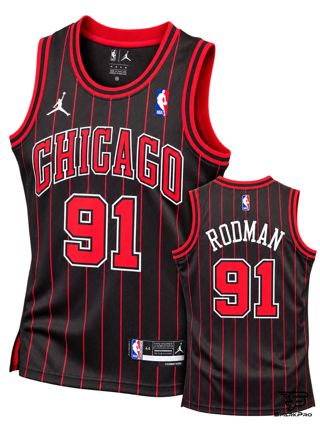 Camiseta Chicago Bulls Rodman #91 Jordan Negro - Imagen Principal Camiseta Chicago Bulls Rodman #91 Jordan Negro Jordan Baloncesto Negro - SparkPro