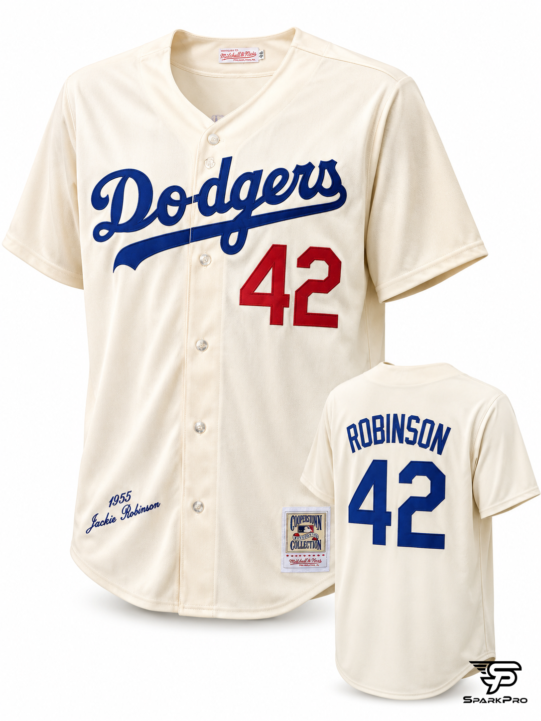 Camiseta Dodgers Jackie Robinson #42 Mitchell & Ness Blanco - Imagen Principal