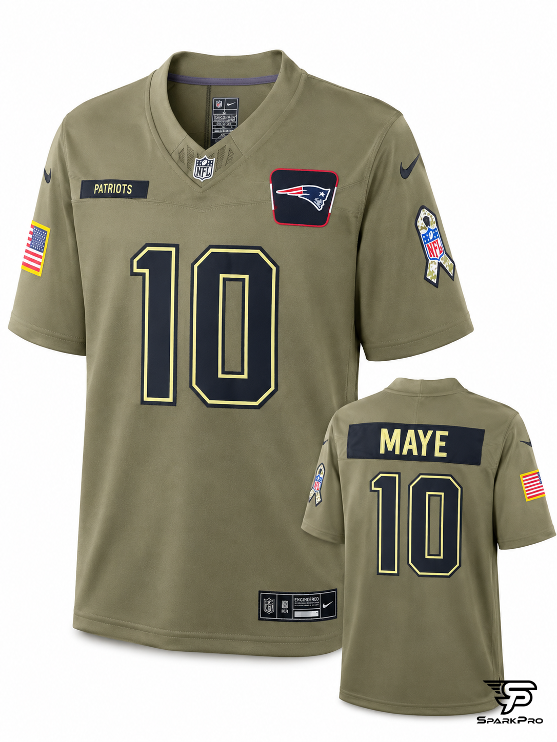 Camiseta New England Patriots Maye #10 Nike Verde - Imagen Principal