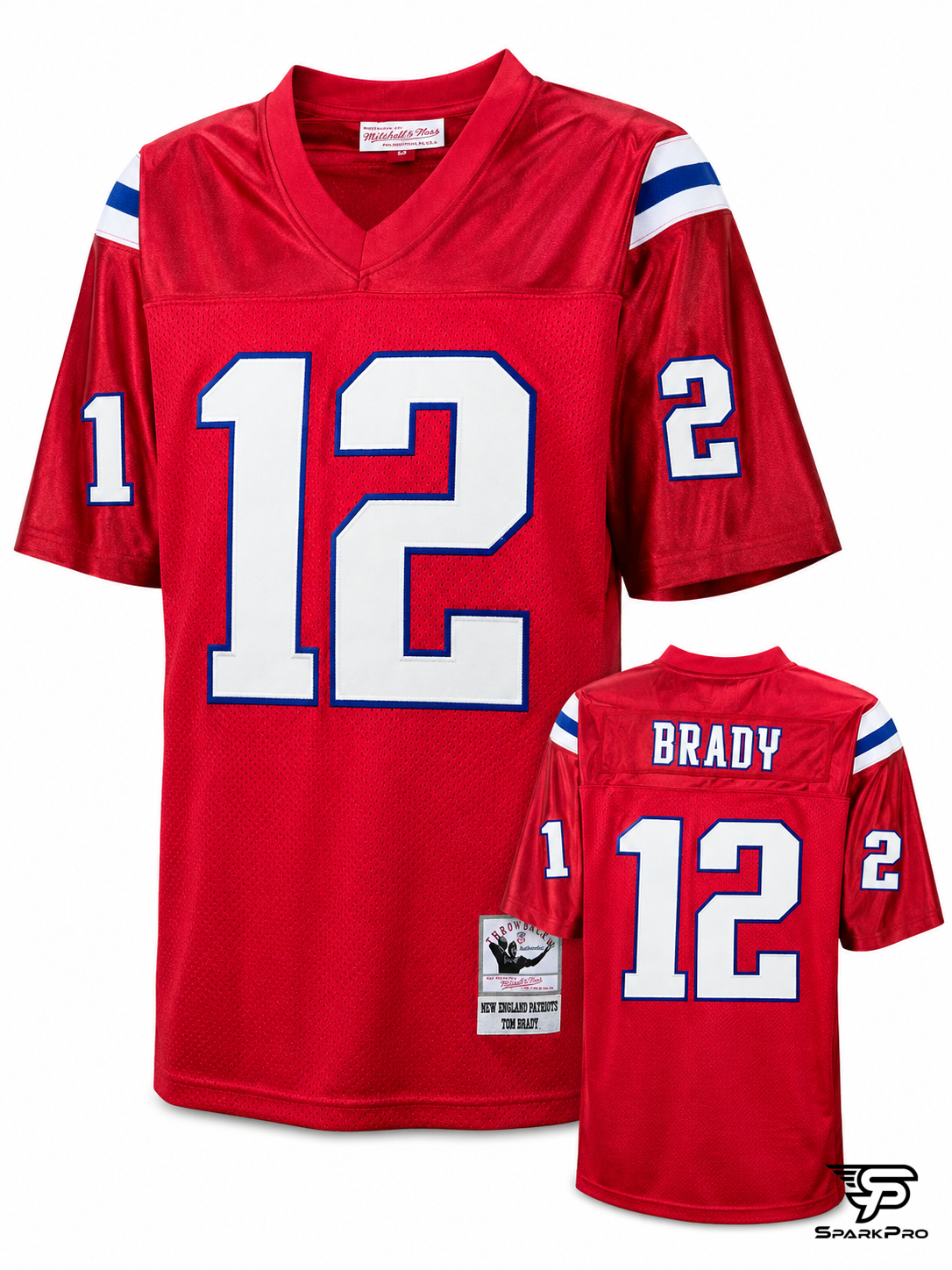 Camiseta New England Patriots Tom Brady #12 Mitchell & Ness Rojo - Imagen Principal
