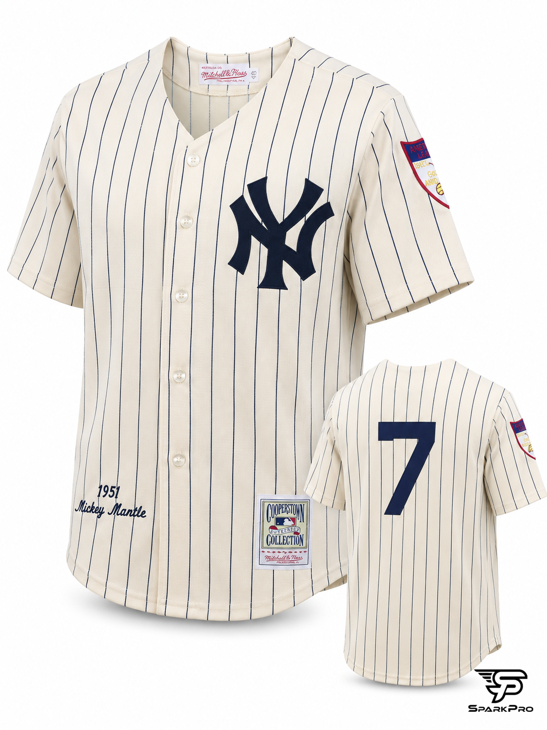 Camiseta New York Yankees Mickey Mantle #7 Mitchell & Ness Blanco - Imagen Principal