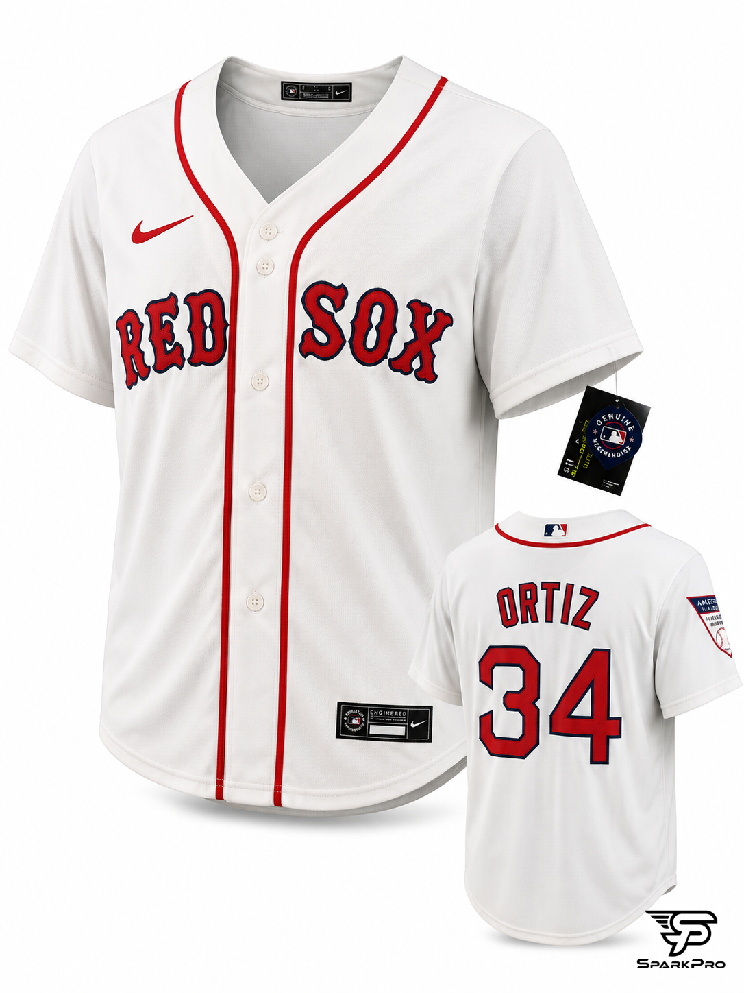 Camiseta Red Sox Ortiz #34 Nike Blanco - Imagen Principal
