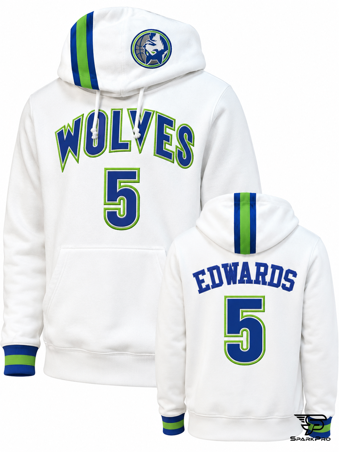 Hoodie Minnesota Timberwolves Edwards #5 Blanco - Imagen Principal Hoodie Minnesota Timberwolves Edwards #5 Blanco Baloncesto Blanco - SparkPro
