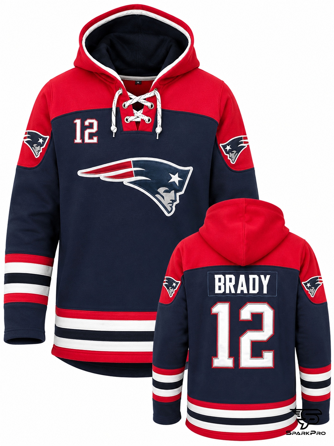 Hoodie New England Patriots Brady #12 Azul - Imagen Principal